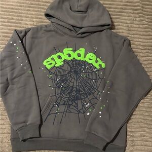 Gray and green spider hoodie